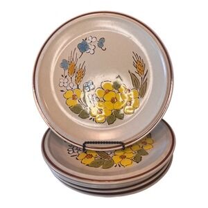 6 VTG Hearthside Floral Expressions Springtime Stoneware Dinner Plates Japan